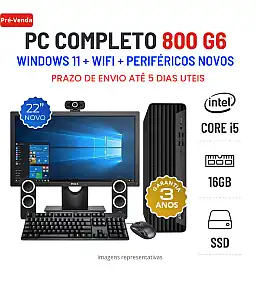 CONJUNTO PC HP 800 G6 SFF | i5-10500 | 16GB RAM | 240GB SSD COM MONITOR + ACESSORIOS CONJUNTO PC HP 800 G6 SFF | i5-10500 | 16GB RAM | 240GB SSD COM MONITOR + ACESSORIOS