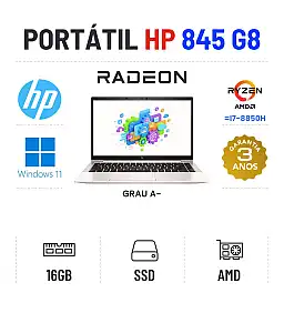 HP ELITEBOOK 845 G8 | 14" FULLHD | RYZEN 3 = I7-8850H | 16GB RAM | 240GB SSD | RADEON VEGA HP ELITEBOOK 845 G8 | 14" FULLHD | RYZEN 3 = I7-8850H | 16GB RAM | 240GB SSD | RADEON VEGA